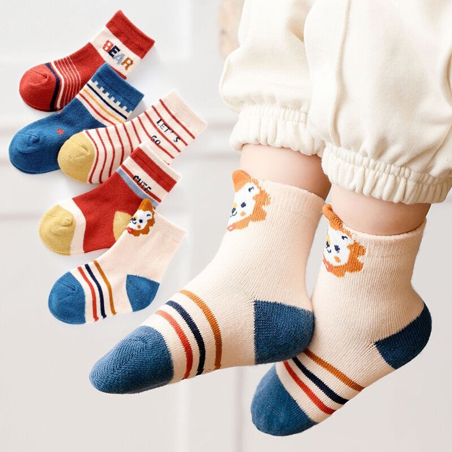Kids' socks in a close-up, showing their simple and classic design for everyday wear Kids' socks in a close-up, showing their simple and classic design for everyday wear